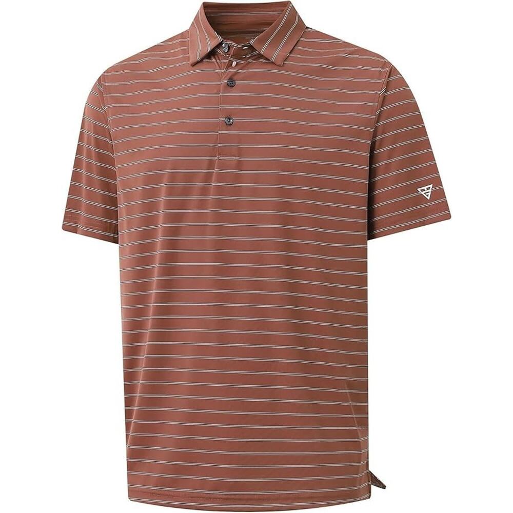 Men’s Performance Golf Polo XL Rust Striped Athletic Shirt NWT